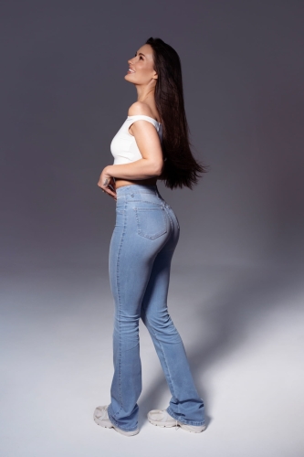SPODNIE JEANSOWE SLIM FLARE LIGHT BLUE 