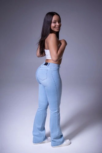 Jeansy Damskie Slim Flare - Ice Blue